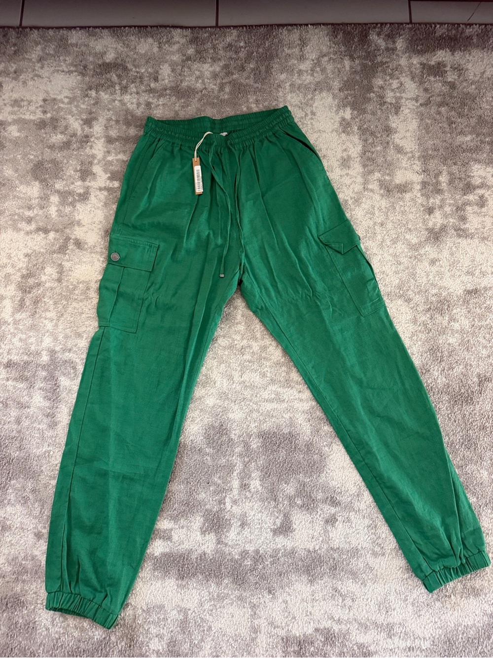 Women’s Love Tree Green Cargo Pants with Drawstring Waist